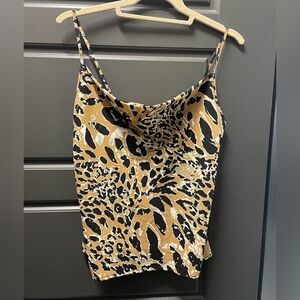 Women’s Topshop cheetah cowl neck top